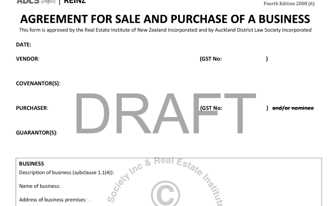 AGREEMENT FOR SALE AND PURCHASE OF A BUSINESS